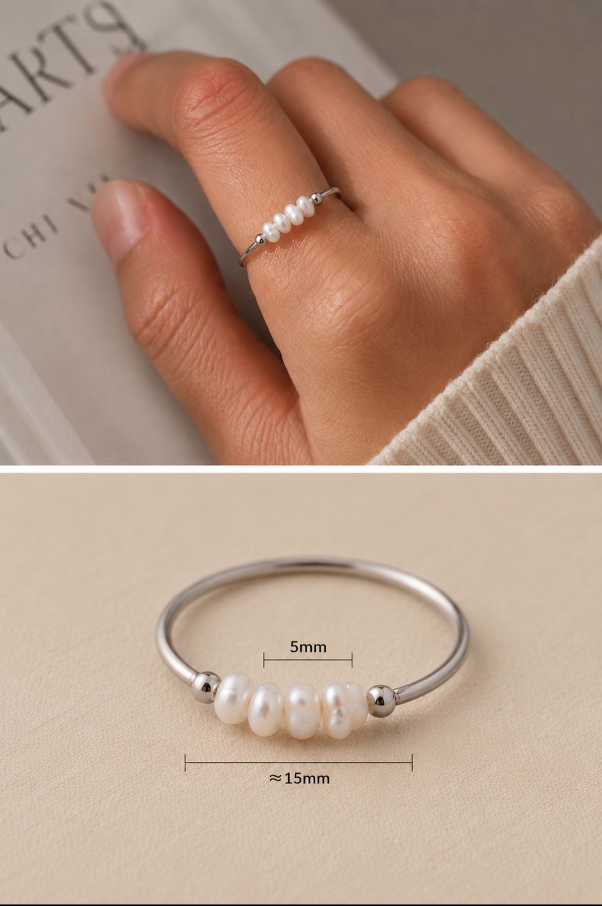 Anillo Aura Pearl – Gold Minimal