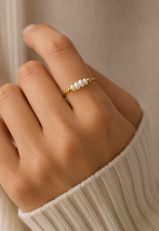 Anillo Aura Pearl – Gold Minimal